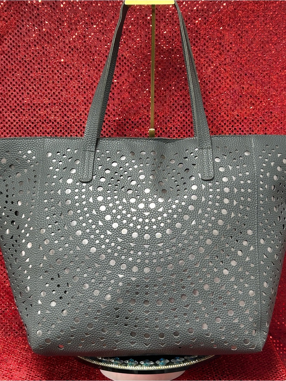 Bath and Body Works Perforated Gray Tote Bag Approx. 20 x 13 x 6